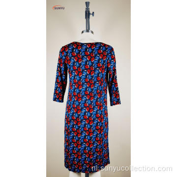 Viscose / Spandex Ladie&#39;s jurk met bloemenprint